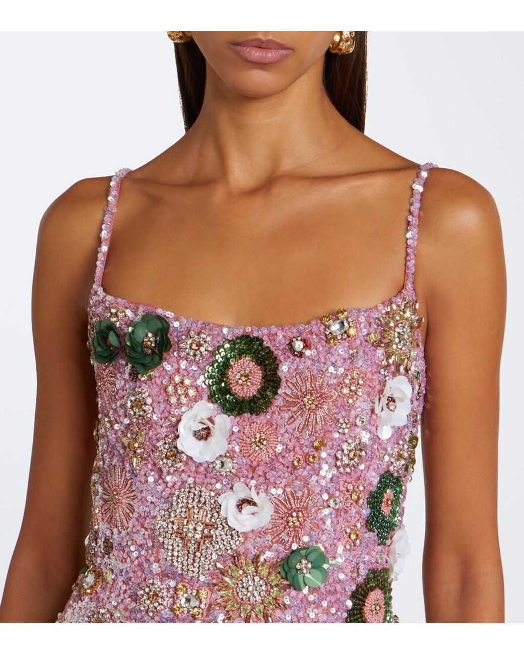 Rachel Gilbert Pink Francesca Floral-Applique Corset Dress