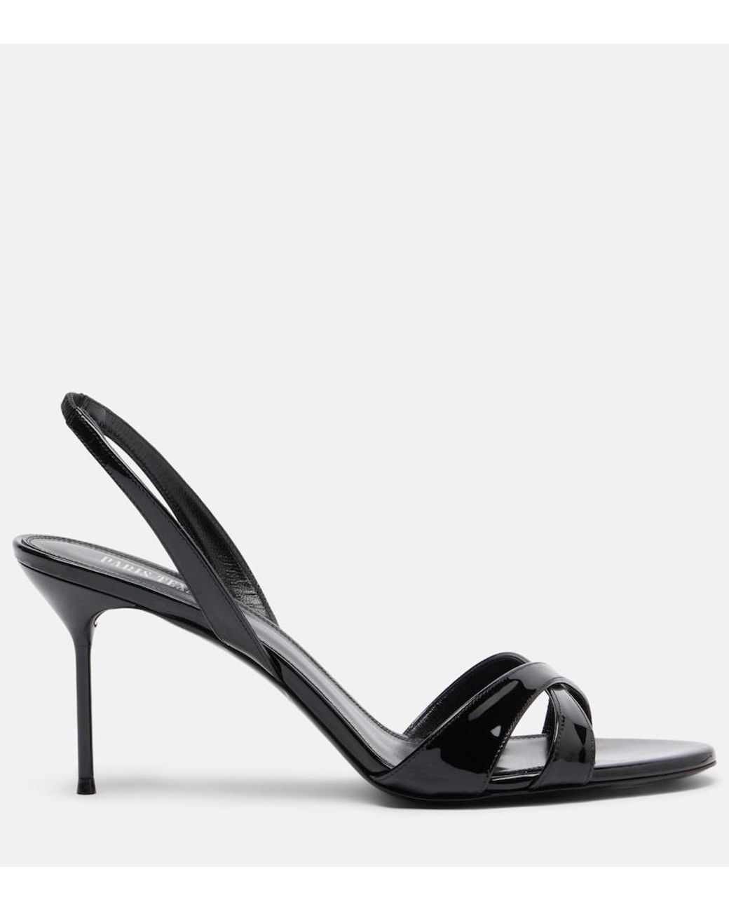 Paris Texas Black Lidia Patent Leather Slingback Sandals