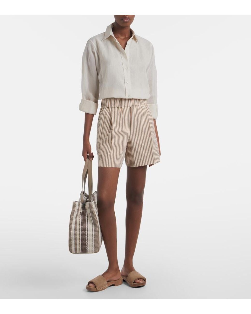 Brunello Cucinelli Natural Suede Clogs