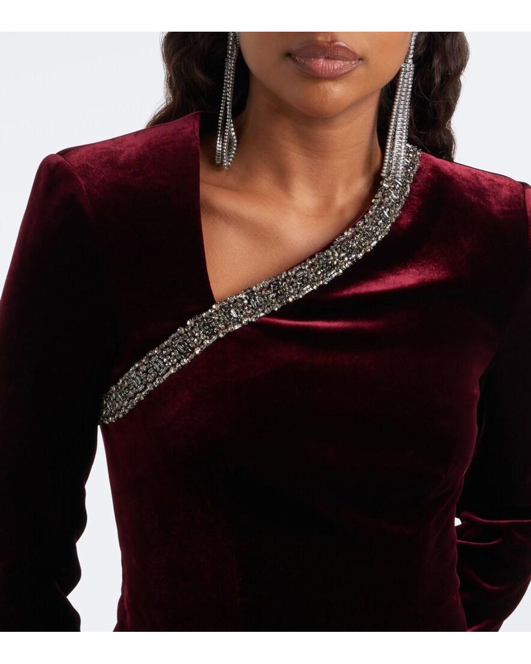 Roland Mouret Black Embellished Velvet Top