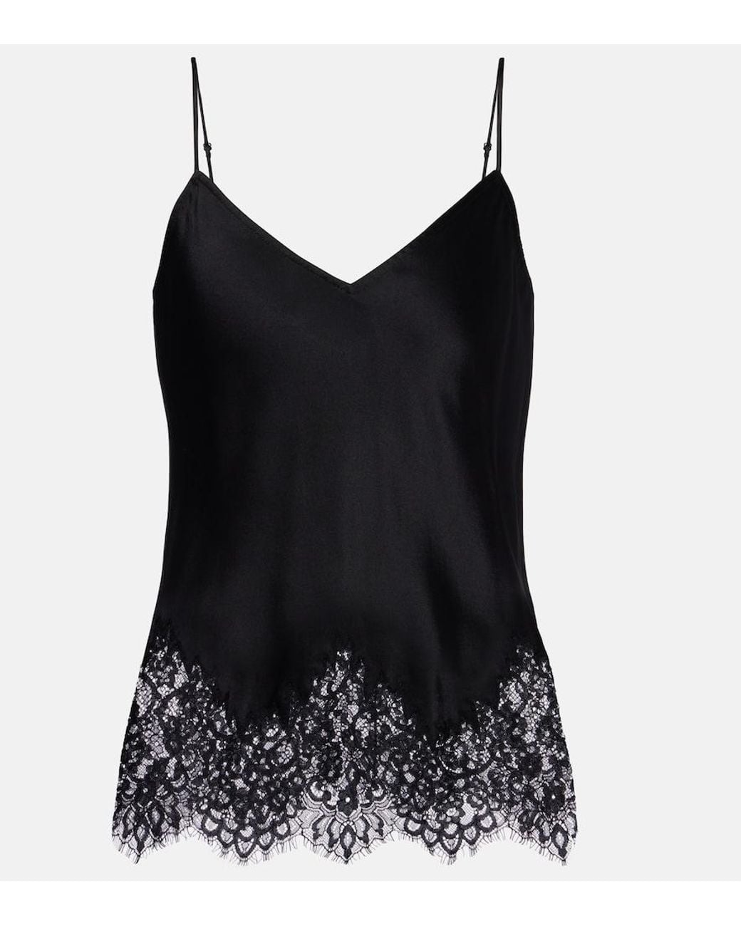 Nili Lotan Black Nadine Lace-Trimmed Silk Camisole