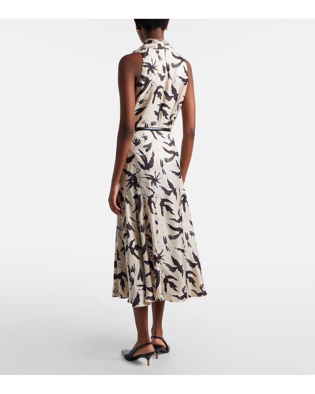 Altuzarra White Elton Printed Silk Midi Skirt