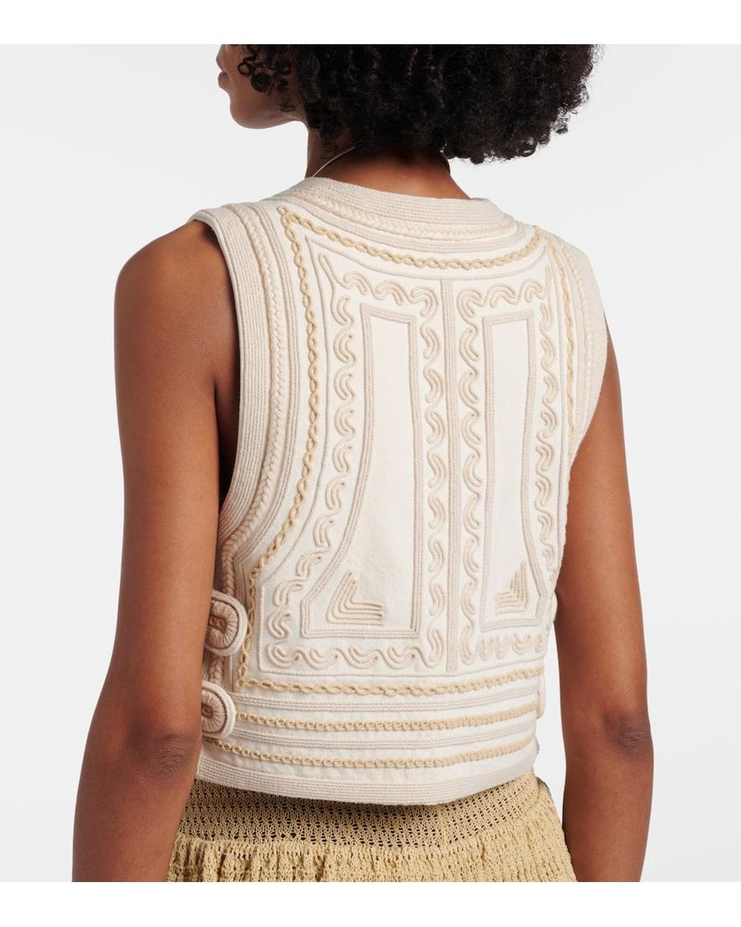 Isabel Marant Natural Blerina Embroidered Cotton Vest