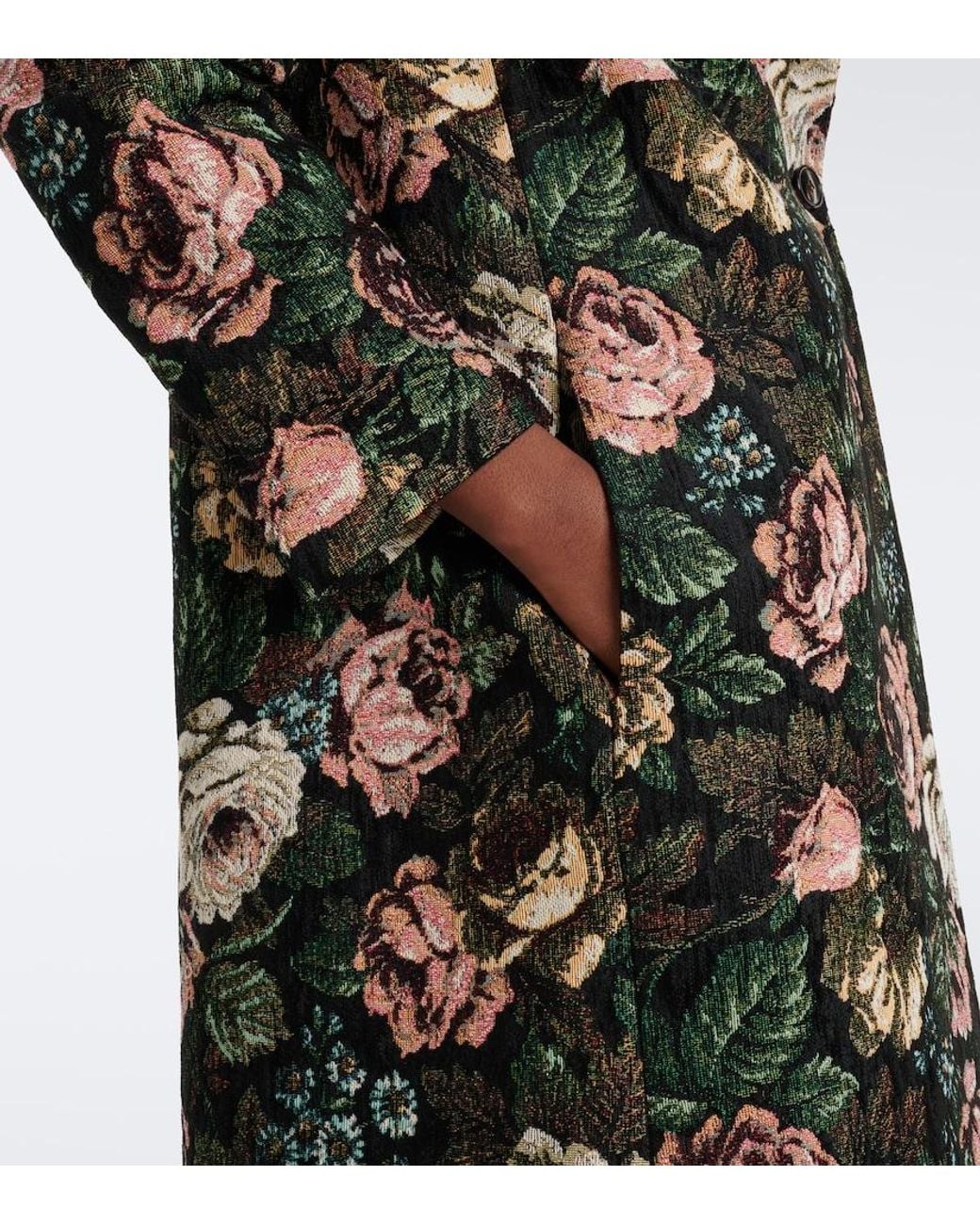 Dries Van Noten Black Floral Jacquard Coat