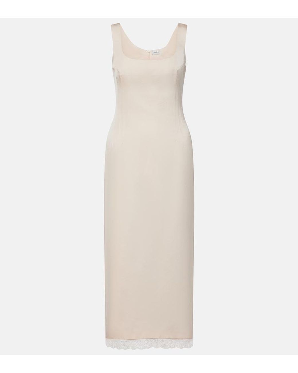 Magda Butrym White Lace-Trimmed Cotton And Silk Midi Dress