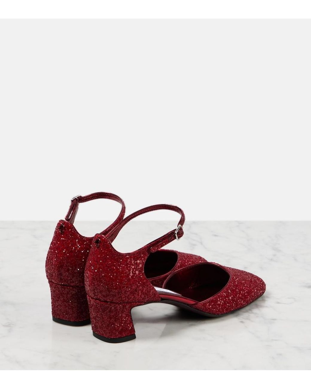 Jimmy Choo Red Pixie 45 Glitter Pumps