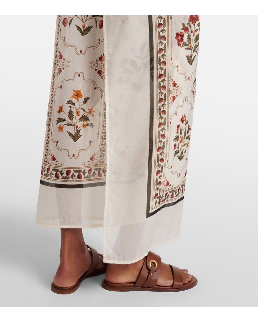 Agua Bendita Natural Floral Cotton And Silk Beach Cover-Up