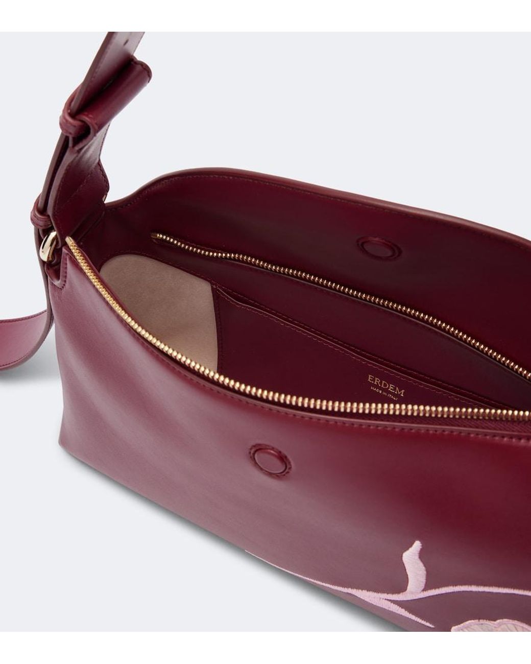 Erdem Red Bloom East West Medium Leather Shoulder Bag