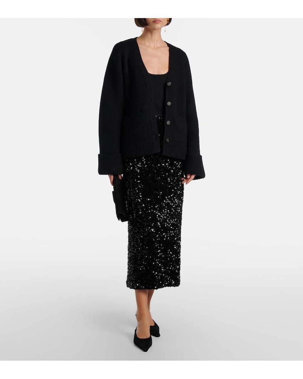 Vince Black Midirock Aus Samt Mit Pailletten