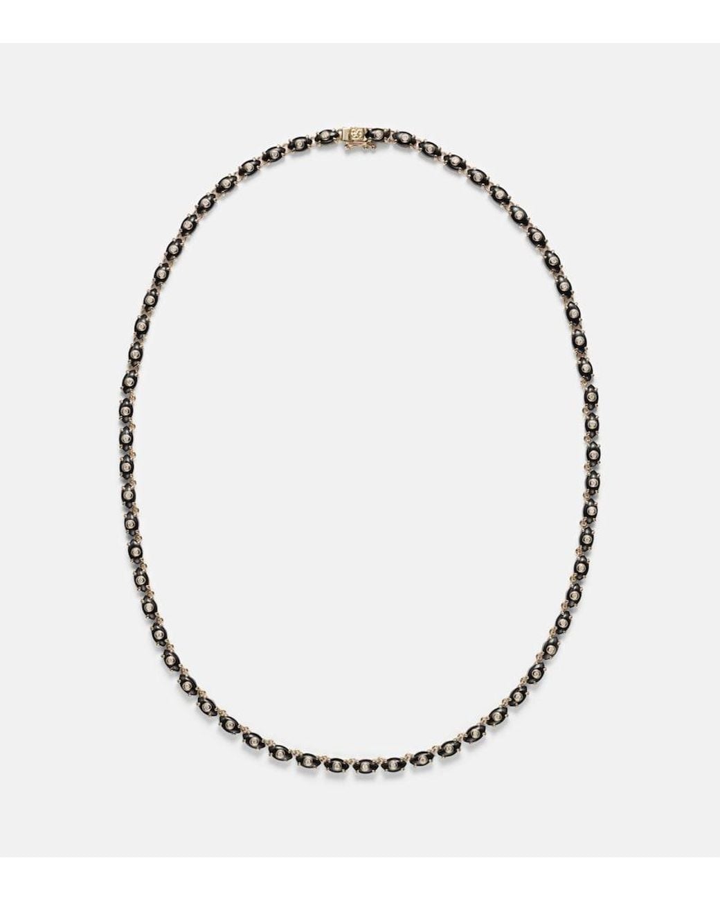 Sydney Evan Metallic Tiny Carved Stone 14Kt Necklace With Onyxes And Diamonds