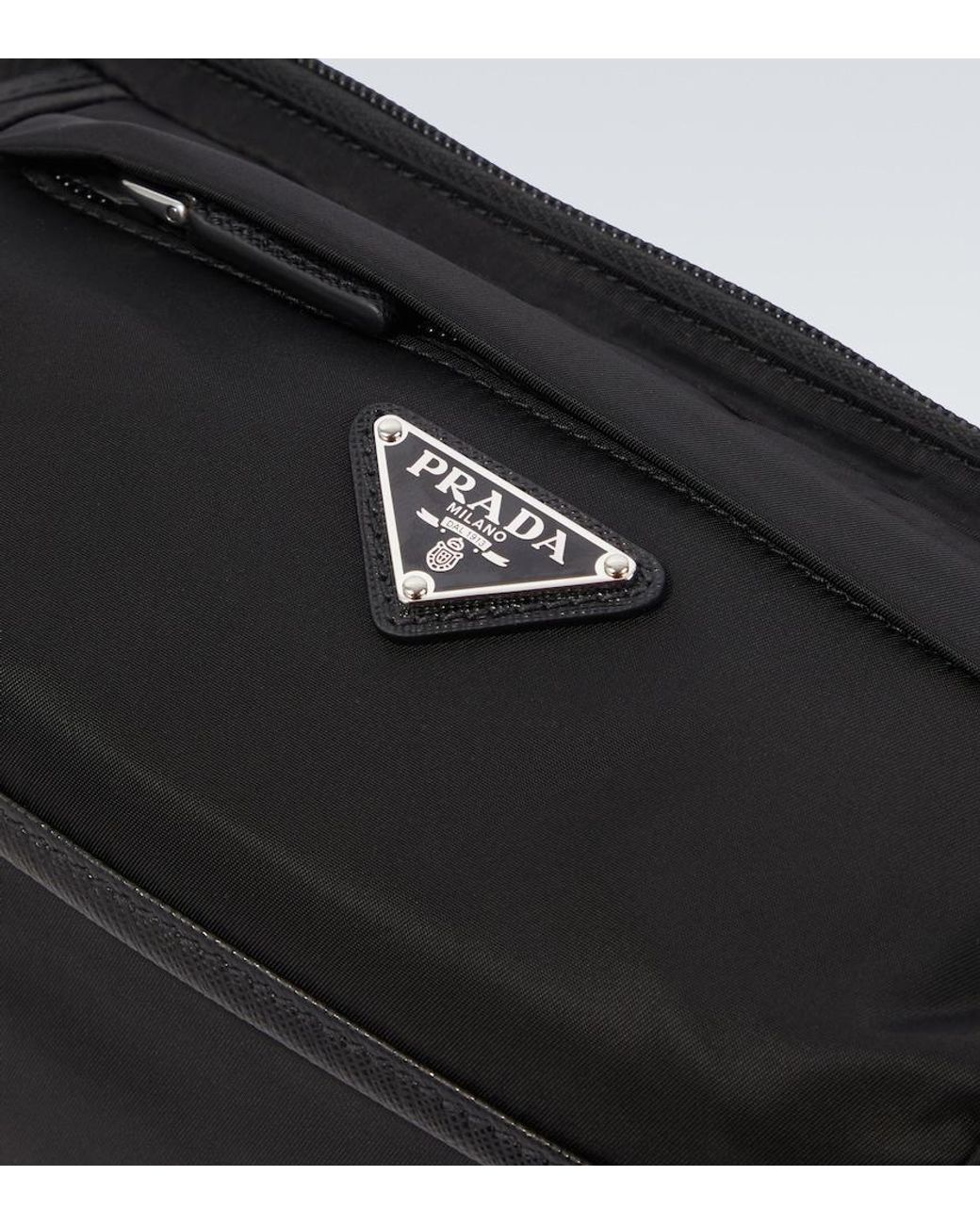 Prada Black Re-Nylon Leather-Trimmed Belt Bag for men