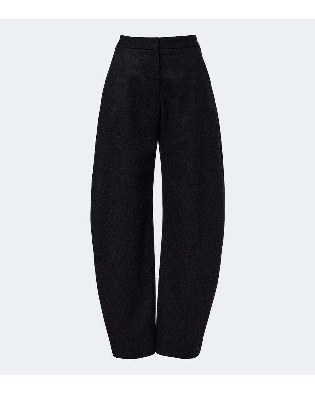 Alaïa Black Virgin Wool Barrel-Leg Pants
