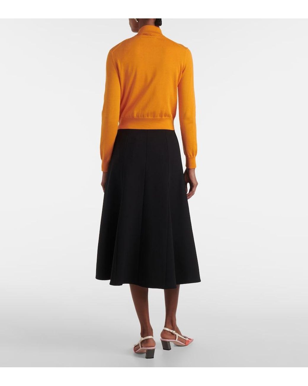 Carolina Herrera Orange Cropped Silk And Cotton Cardigan