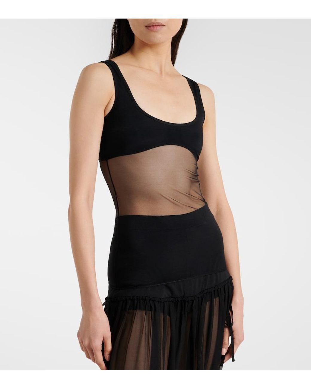 Nensi Dojaka Black Semi-Sheer Tank Top