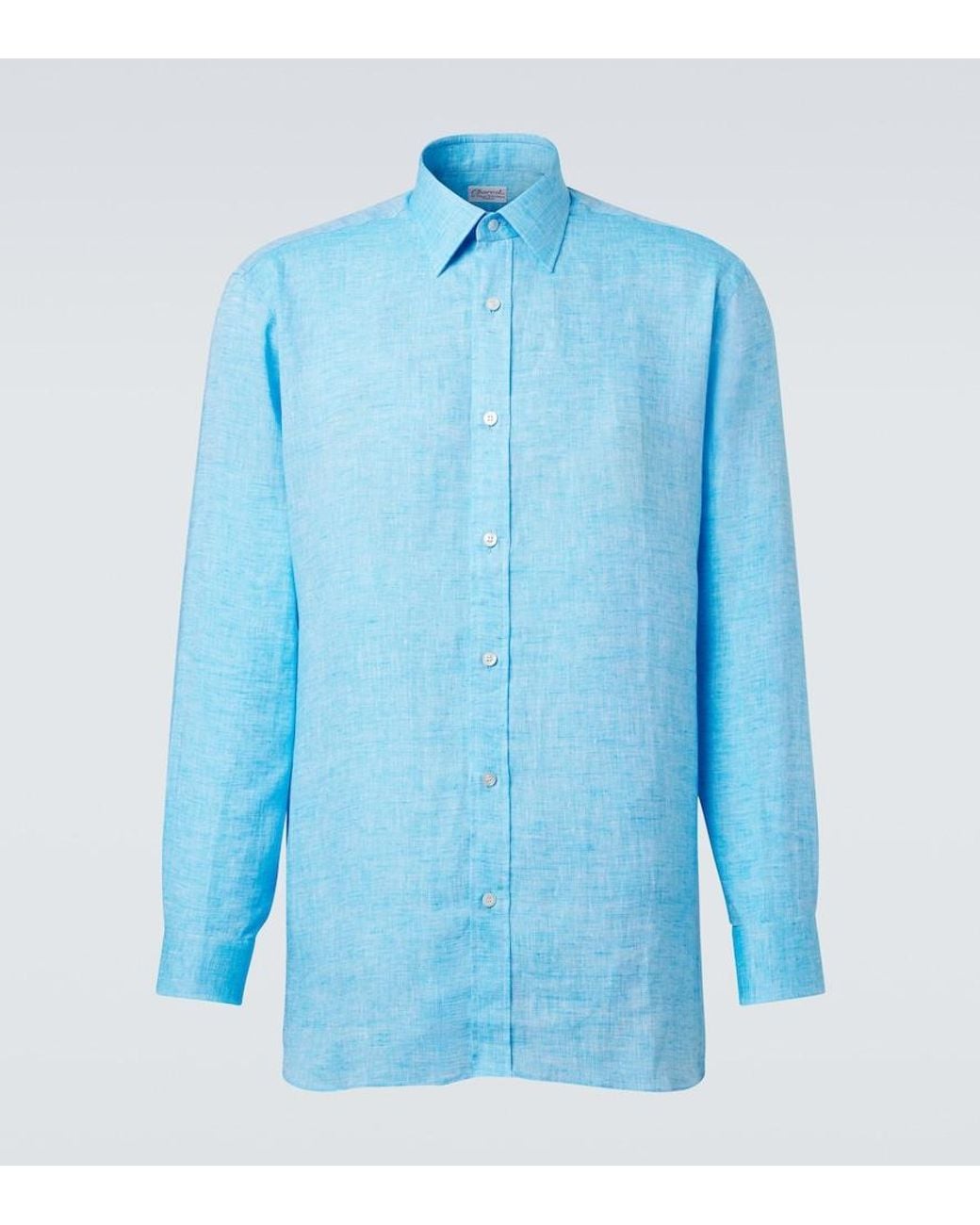 Charvet Blue Linen Shirt for men