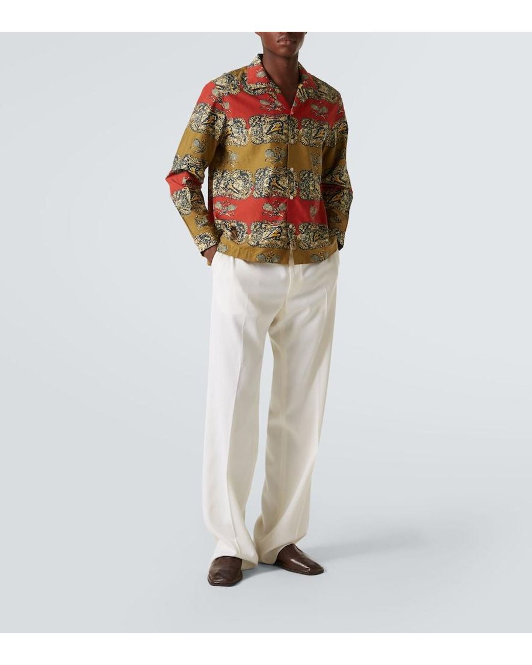 Bode Multicolor Tennis Court Printed Cotton And Silk Shirt for men