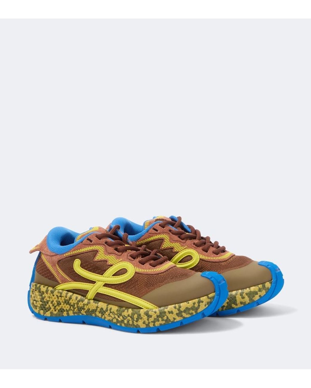 Loewe Blue Pogo Suede-Trimmed Sneakers for men