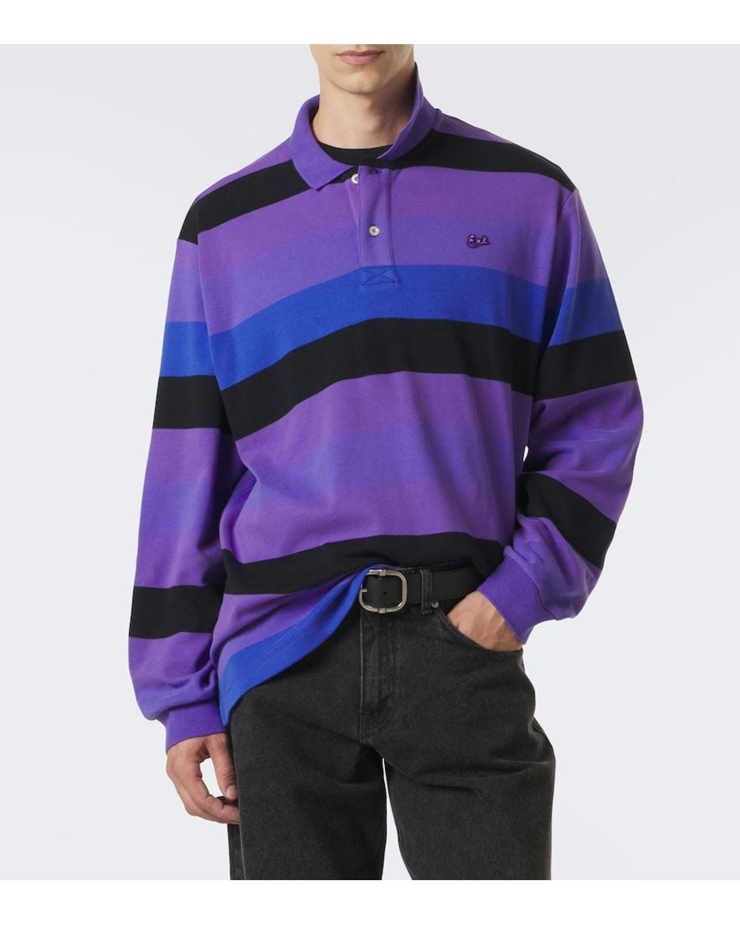 ERL Purple Striped Cotton Jersey Polo Shirt for men