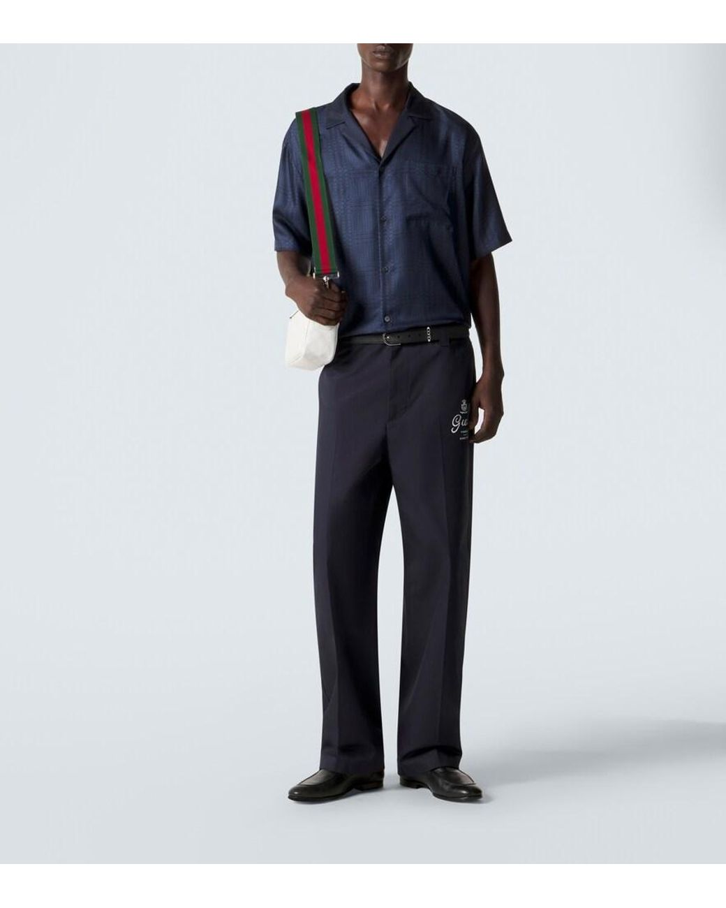 Camicia Bowling Interlocking G di Gucci in Blue da Uomo