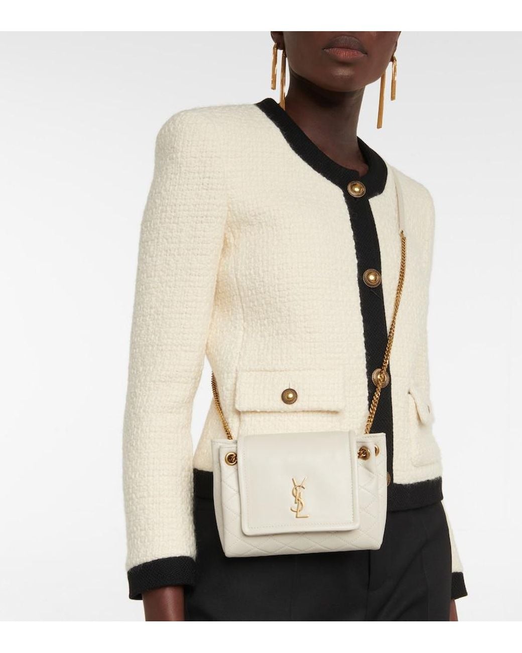 Saint Laurent Natural Nolita Mini Leather Shoulder Bag