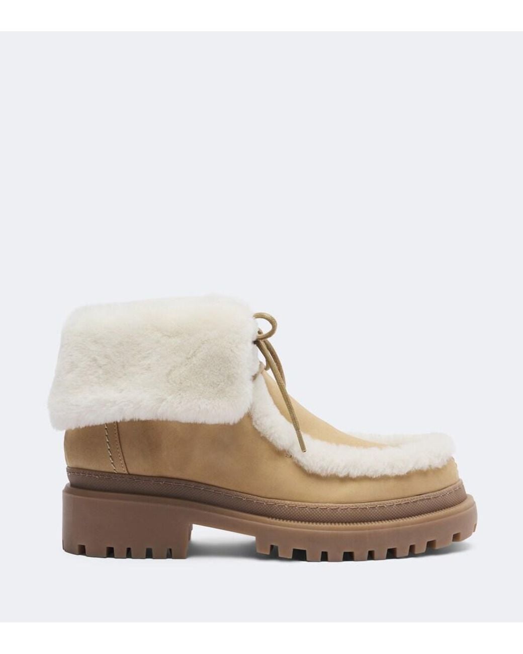 Yves Salomon Natural Shearling-Lined Suede Ankle Boots