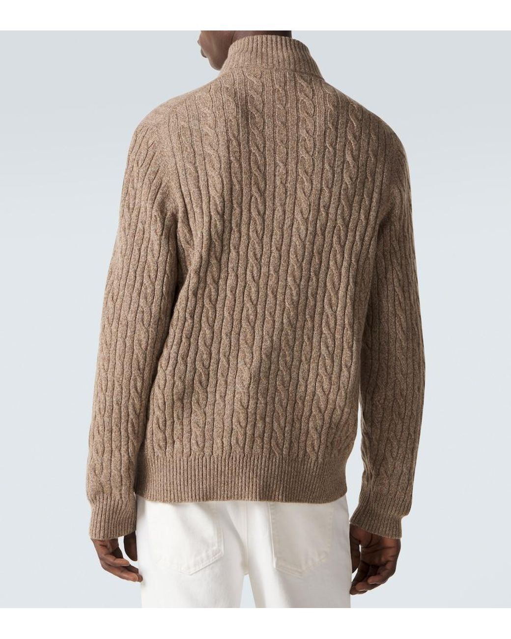 Loro Piana Green Cable-Knit Cashmere Half-Zip Sweater for men