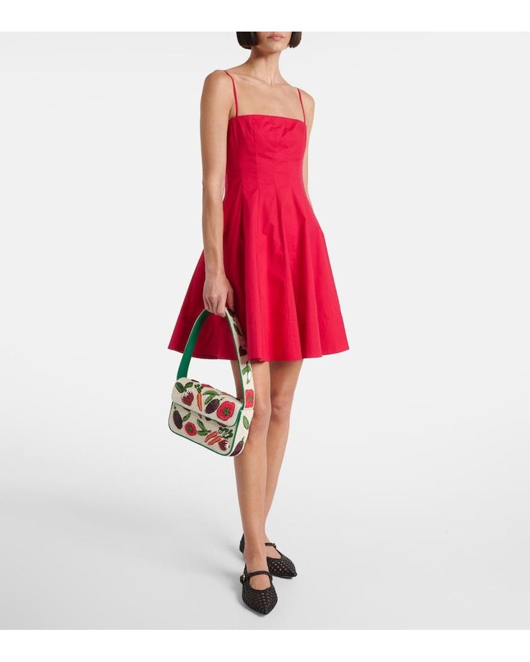 Staud Red Minikleid Wylie Aus Baumwolle