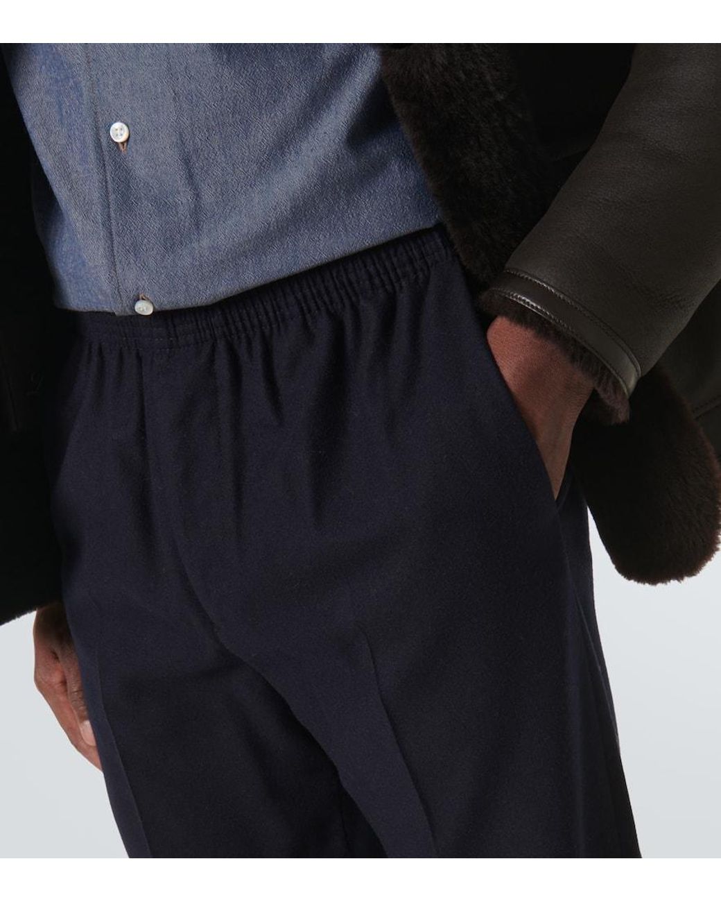 Loro Piana Blue Jan Wool And Cashmere Straight Pants for men