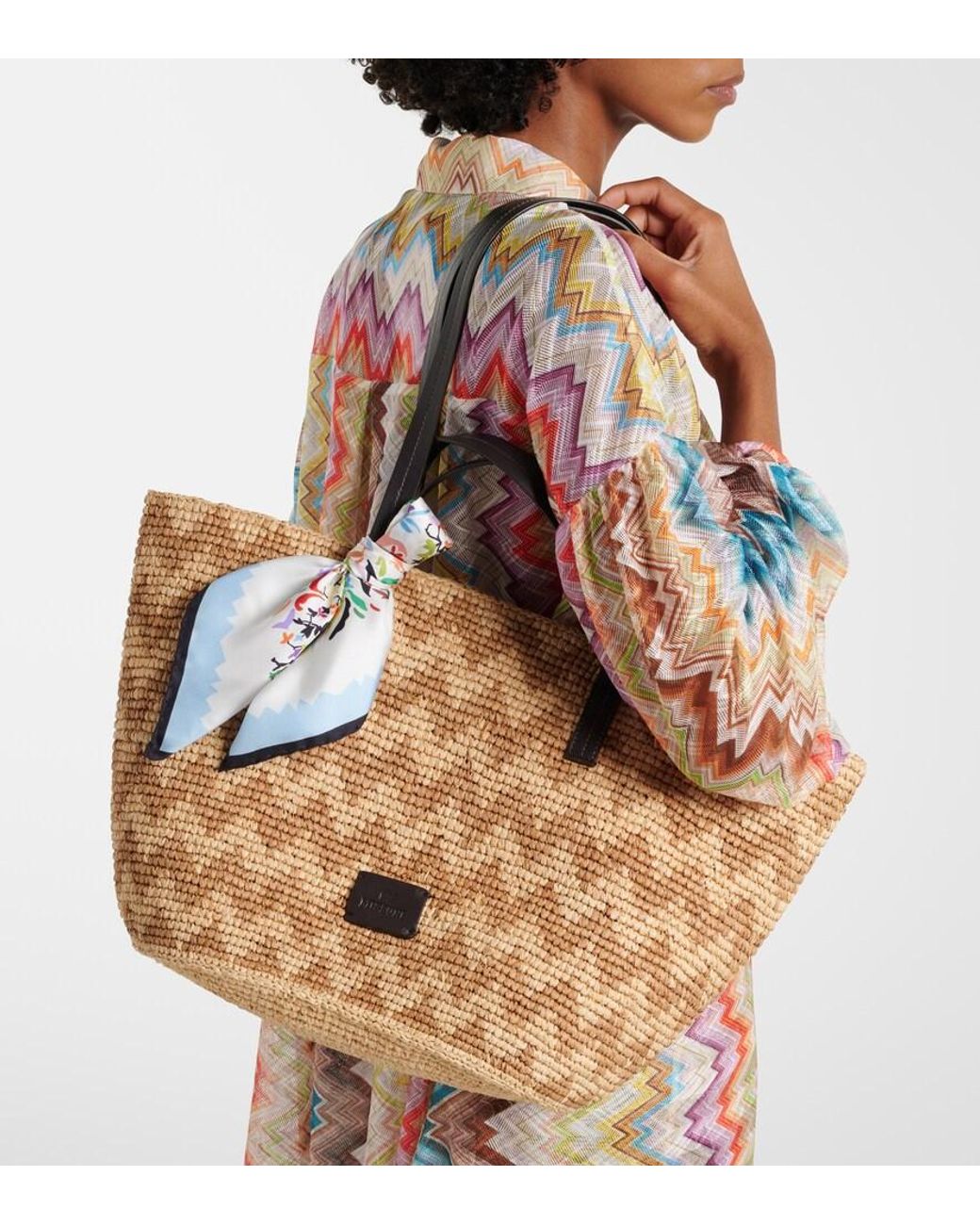 Missoni Brown Zigzag Large Raffia Basket Bag