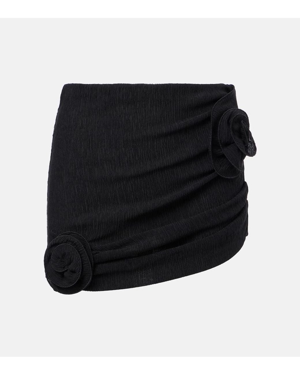 Magda Butrym Black Floral-Applique Miniskirt