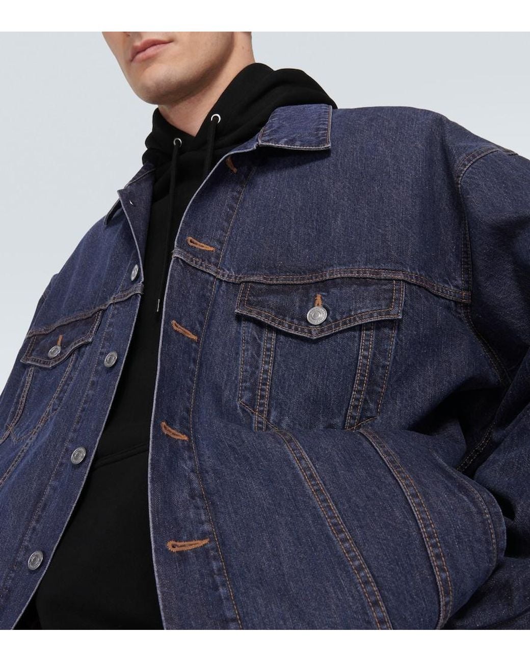 Balenciaga Blue Oversized Cotton And Silk Denim Jacket for men
