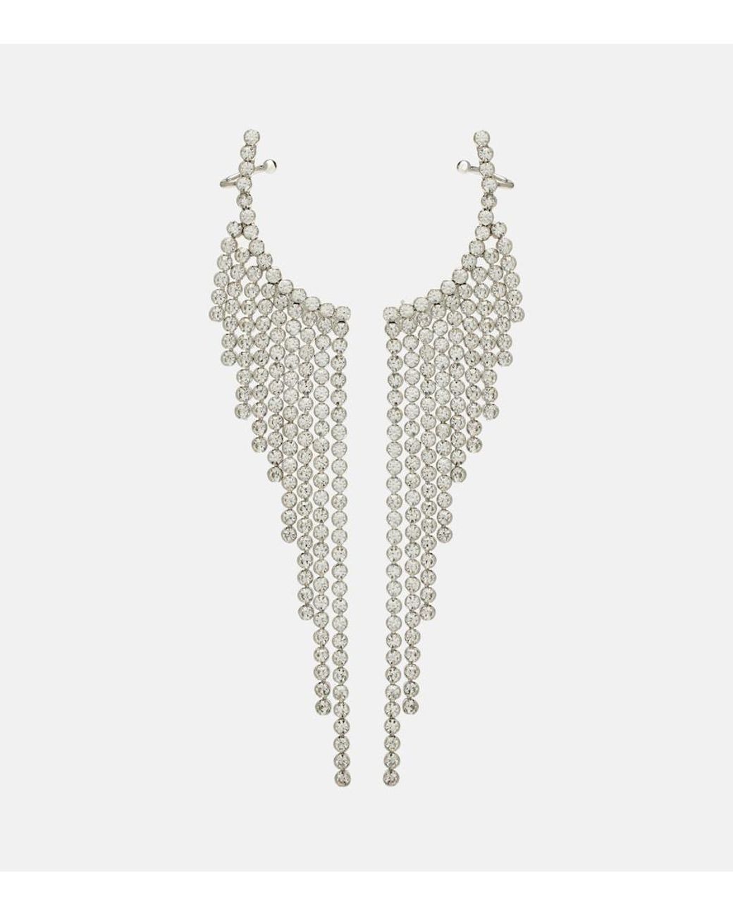 Rabanne White Embellished Drop Earrings
