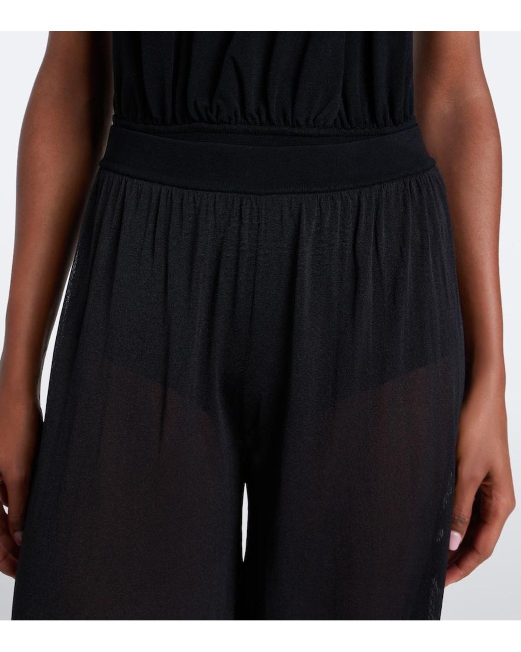 Jonathan Simkhai Black Flora Sheer Knit Balloon Pants