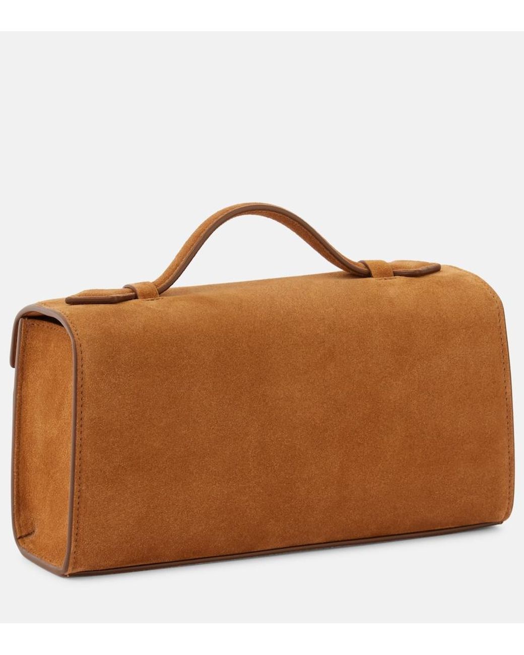 SAVETTE Brown Symmetry Pochette Suede Tote Bag