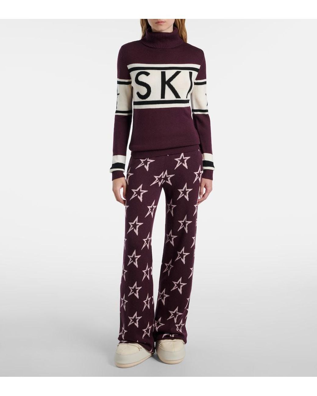 Perfect Moment Purple Schild Intarsia Wool Sweater