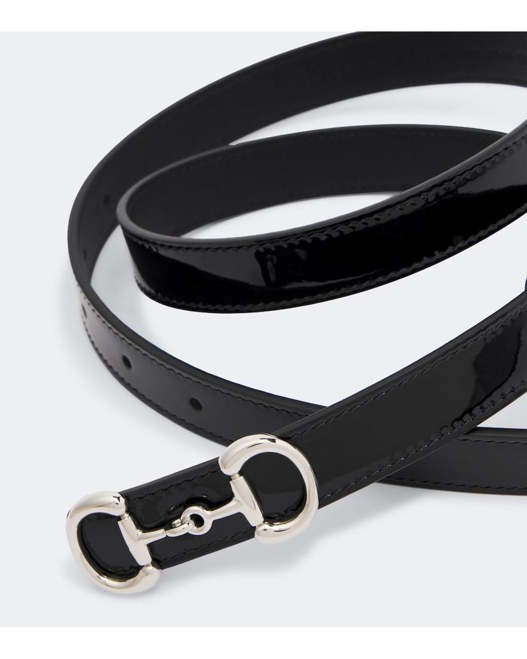 Gucci Black Horsebit Patent Leather Belt