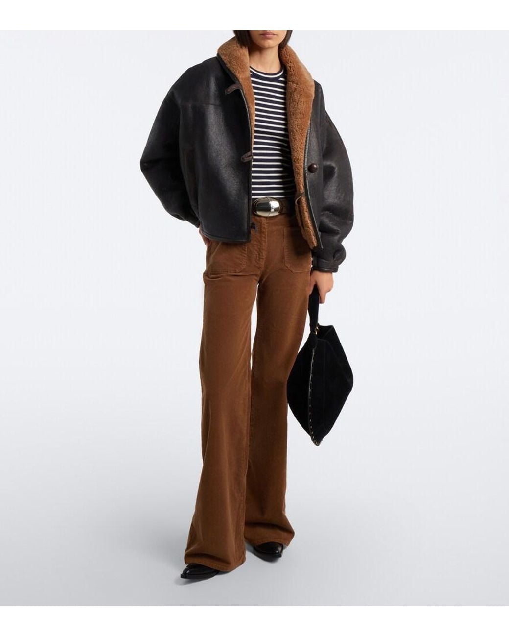Nili Lotan Brown Florence Cotton-Blend Corduroy Wide-Leg Pants