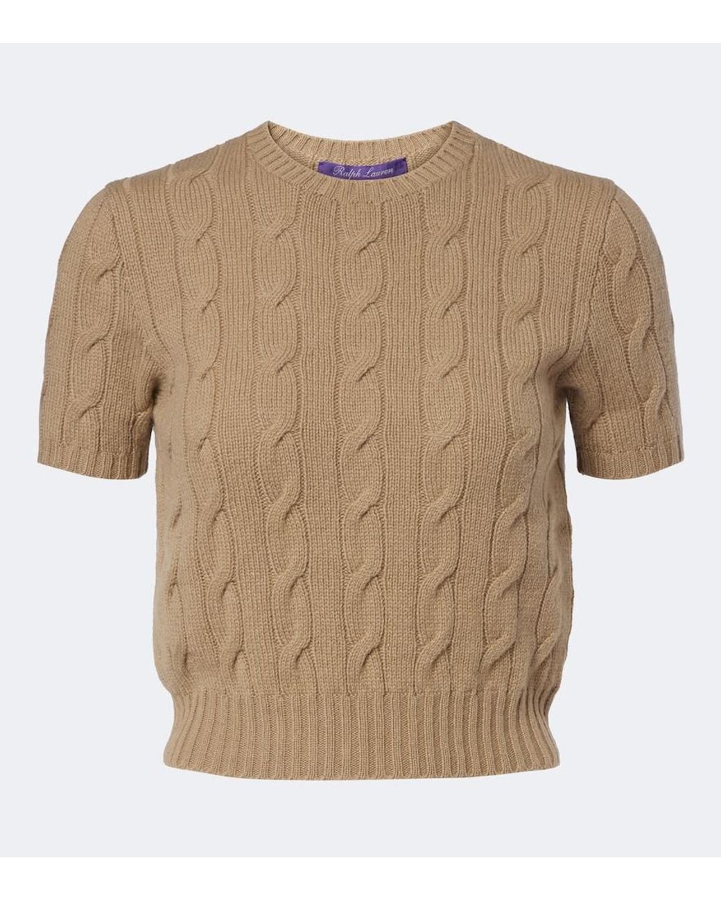 Ralph Lauren Brown Cable-Knit Cashmere Sweater