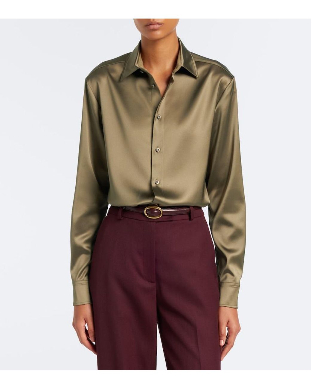 Ralph Lauren Green Adrien Satin Shirt