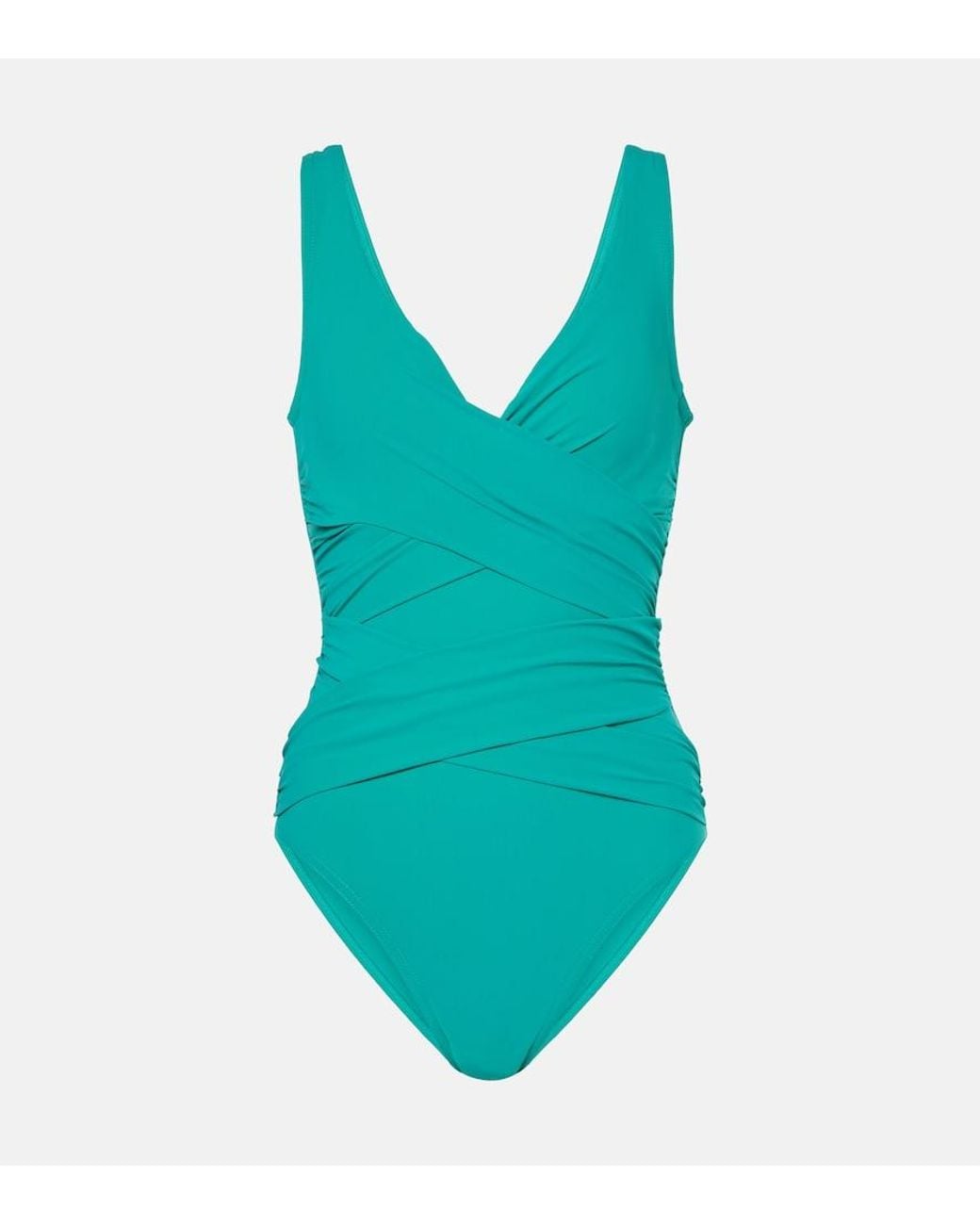 Karla Colletto Blue Draped Swimsuit