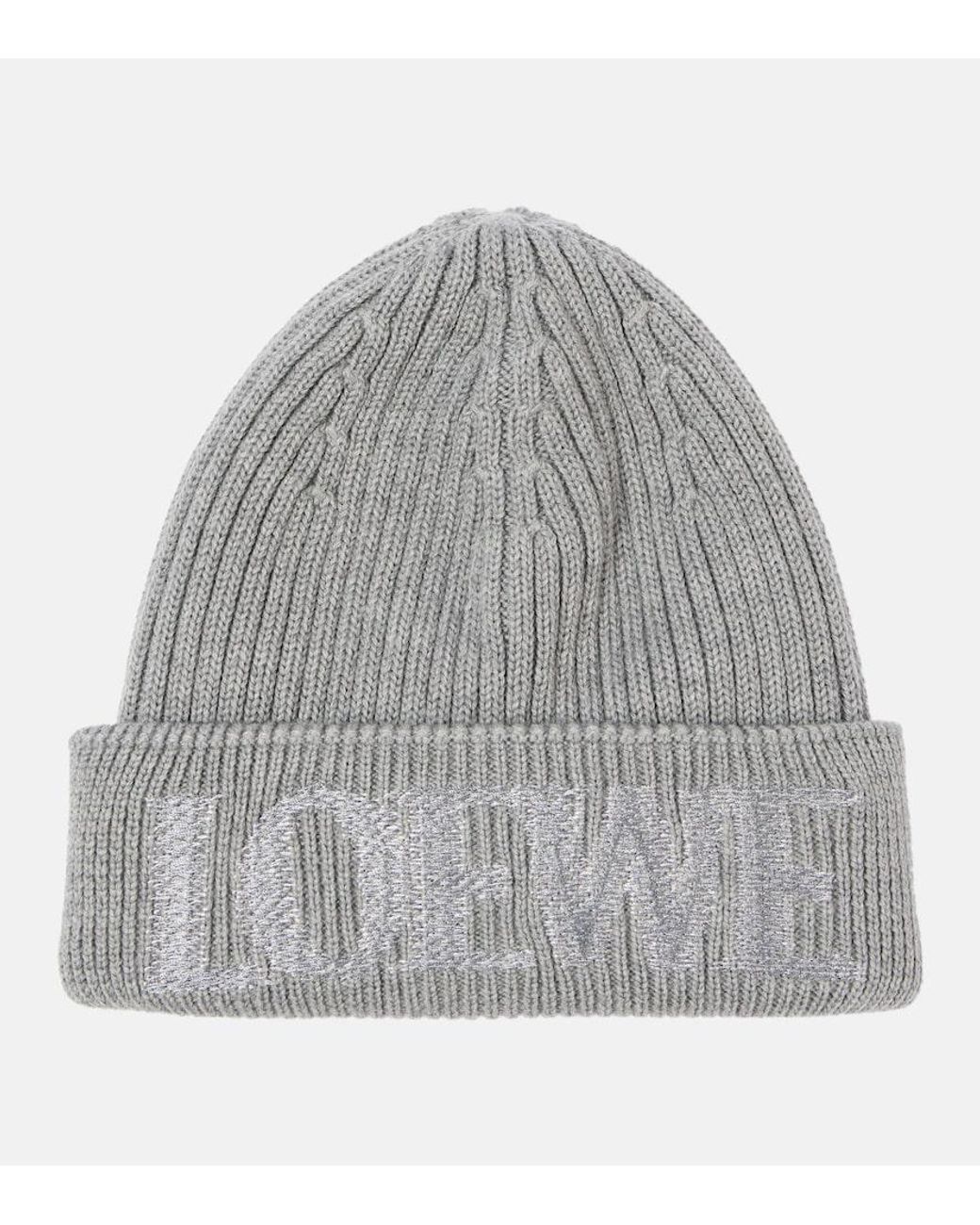 Loewe Gray Logo Wool Beanie