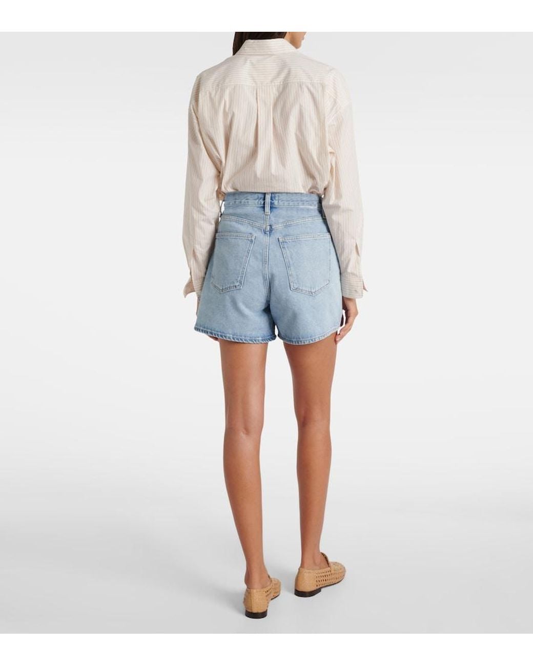 Agolde Blue Rhoda High-Rise Denim Shorts