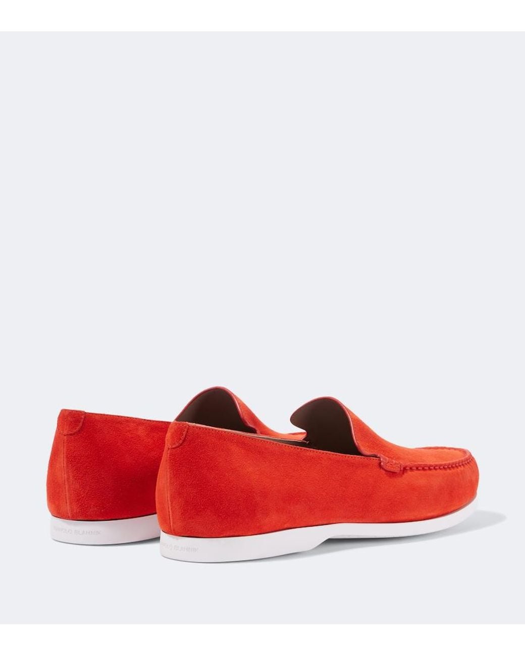 Manolo Blahnik Red Monaco Suede Loafers for men