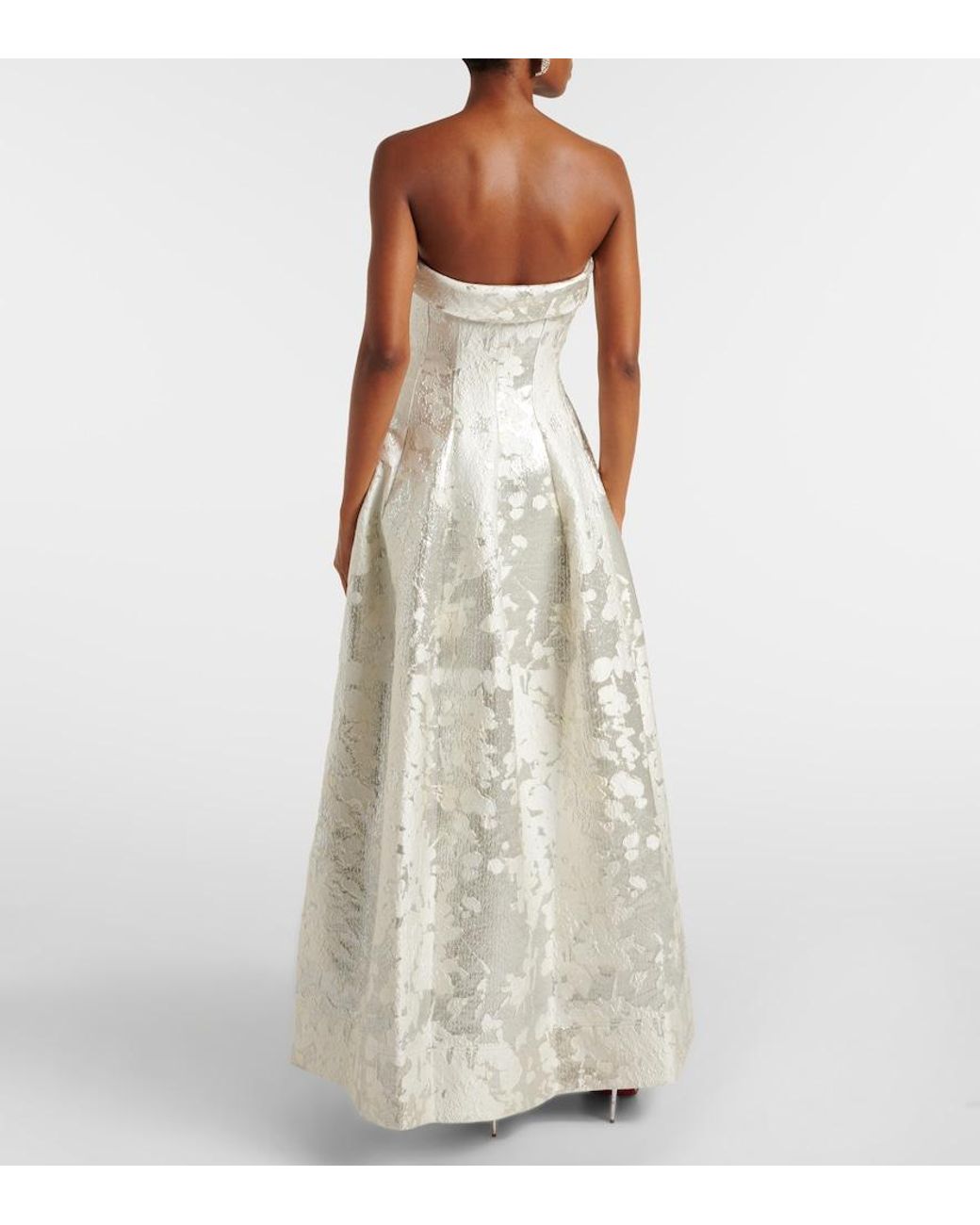 Jonathan Simkhai White Octavia Lame Jacquard Corset Gown