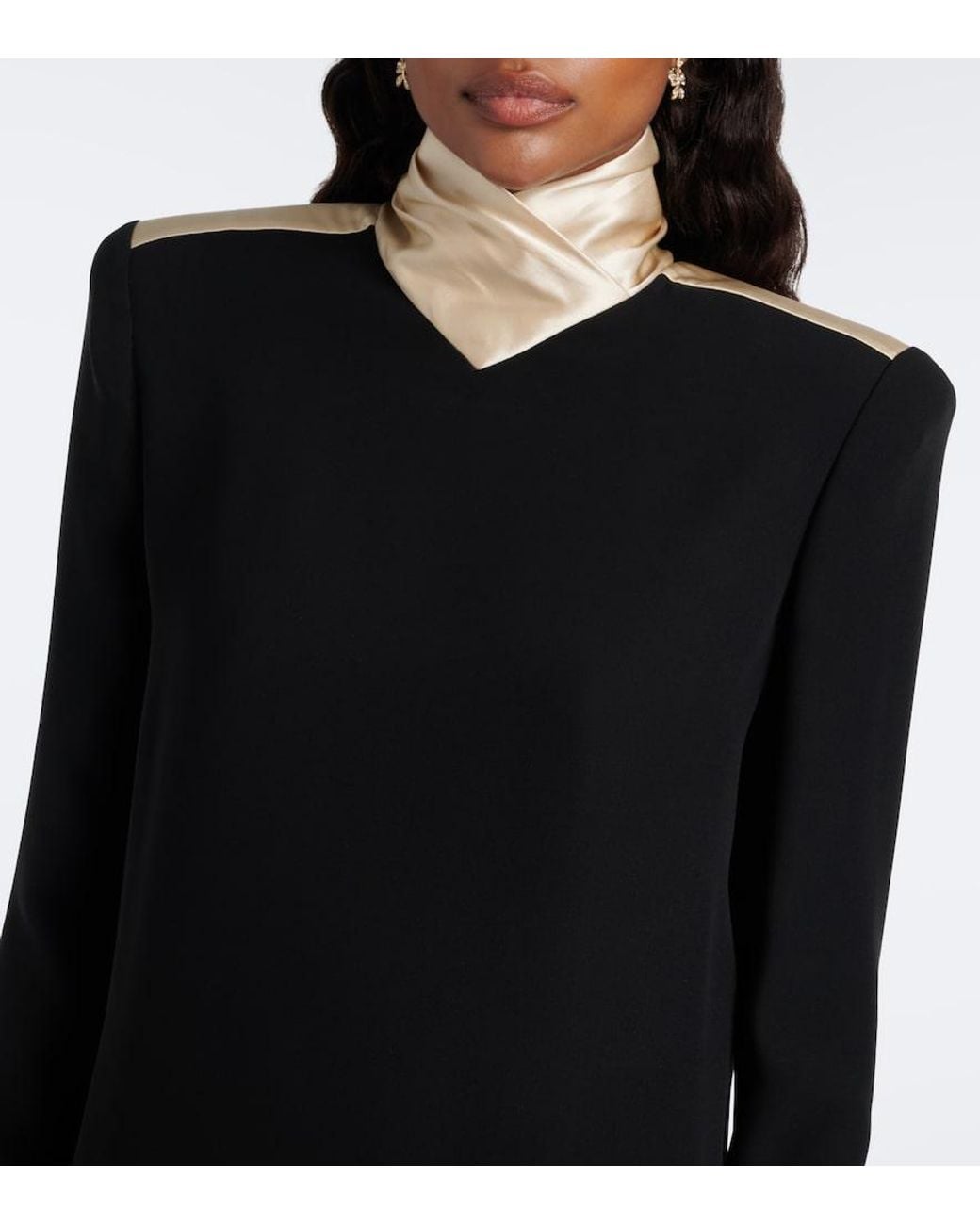 Valentino Garavani Black Cady Couture Satin-Trimmed Minidress