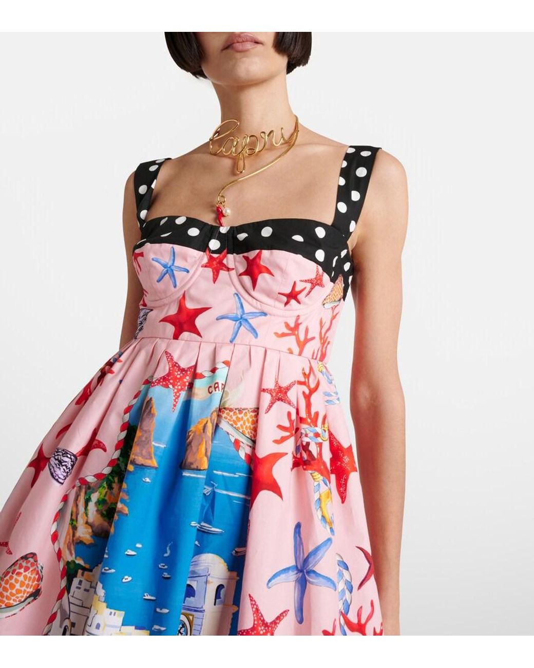Dolce & Gabbana Red Capri Printed Cotton Minidress