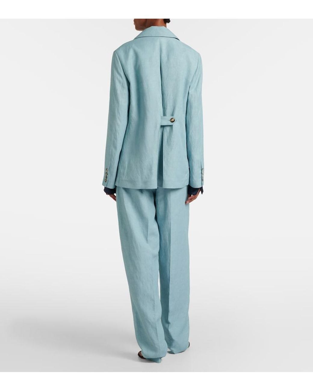 Joseph Blue Aix Chambray Wide-Leg Pants