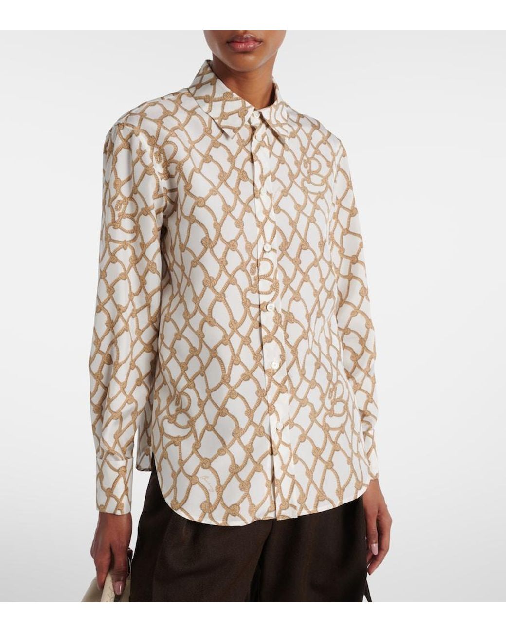Burberry Natural Printed Silk Shirt