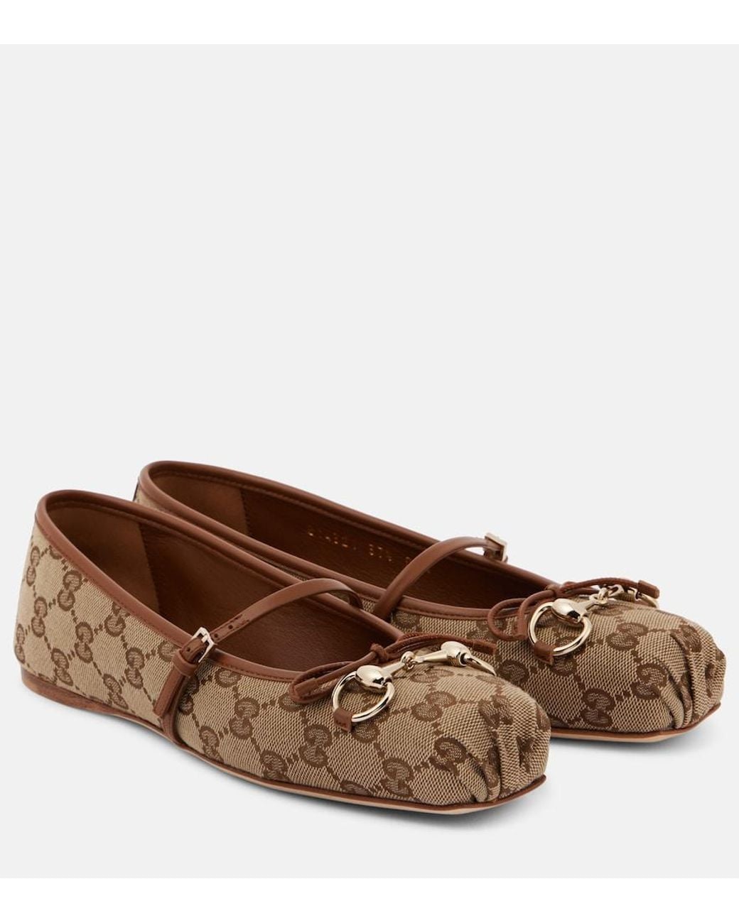 Gucci Brown Horsebit Ballet Flats
