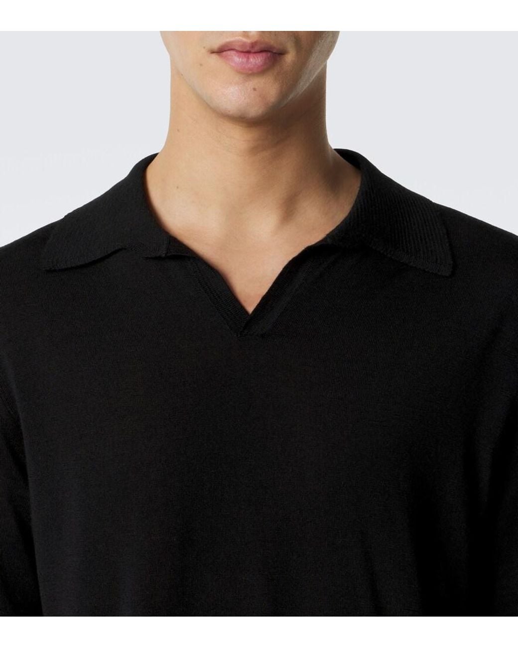 Saman Amel Black David Cashmere And Silk Polo Sweater for men